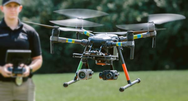 A Police Drone being flown Little Elm Police Department officer